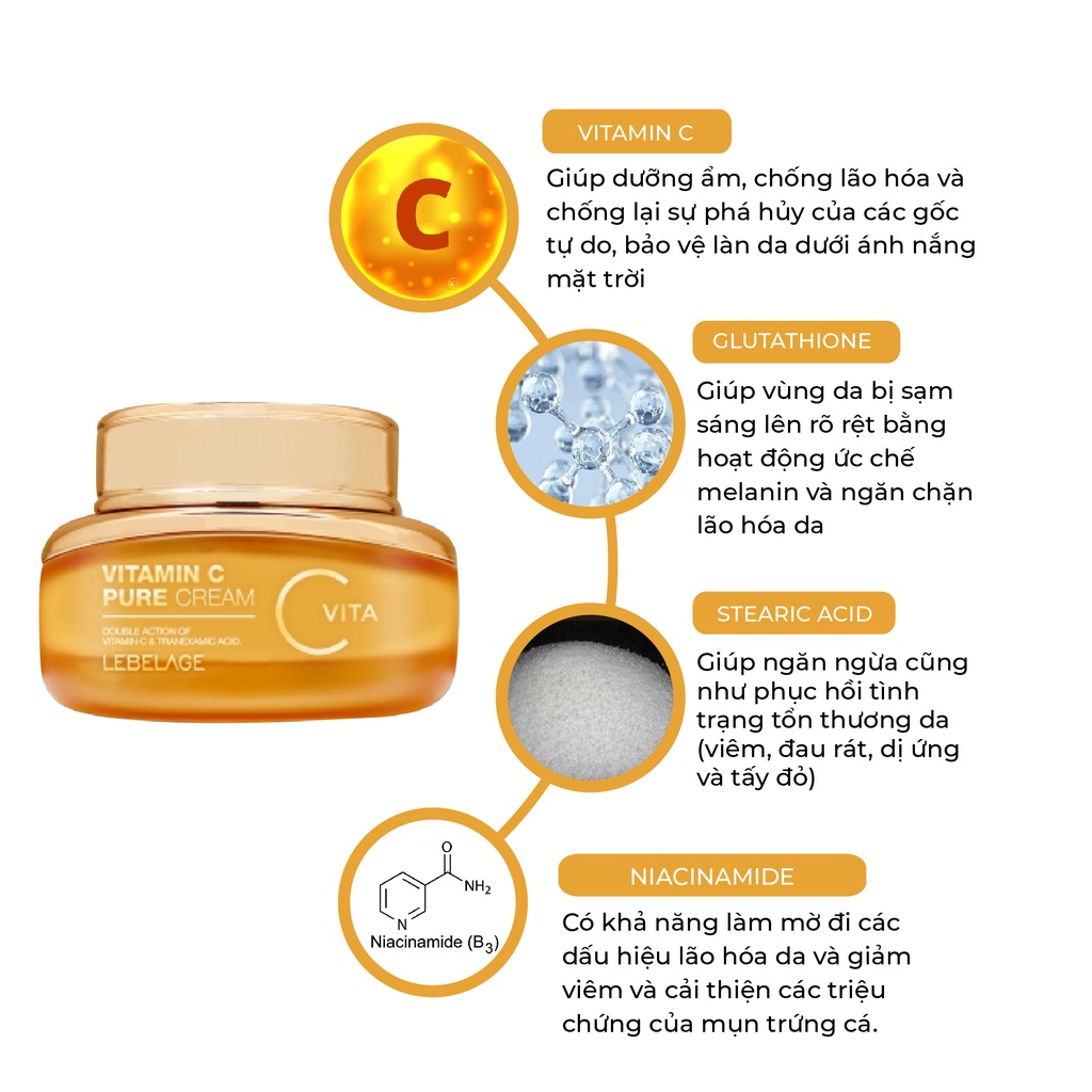 Kem Dưỡng Ẩm Giảm Vết Thâm Nám Làm Sáng Da Hiệu Quả Lebelage Vitamin C Pure Cream 55ml - Kem dưỡng ẩm | TheFaceHolic.com