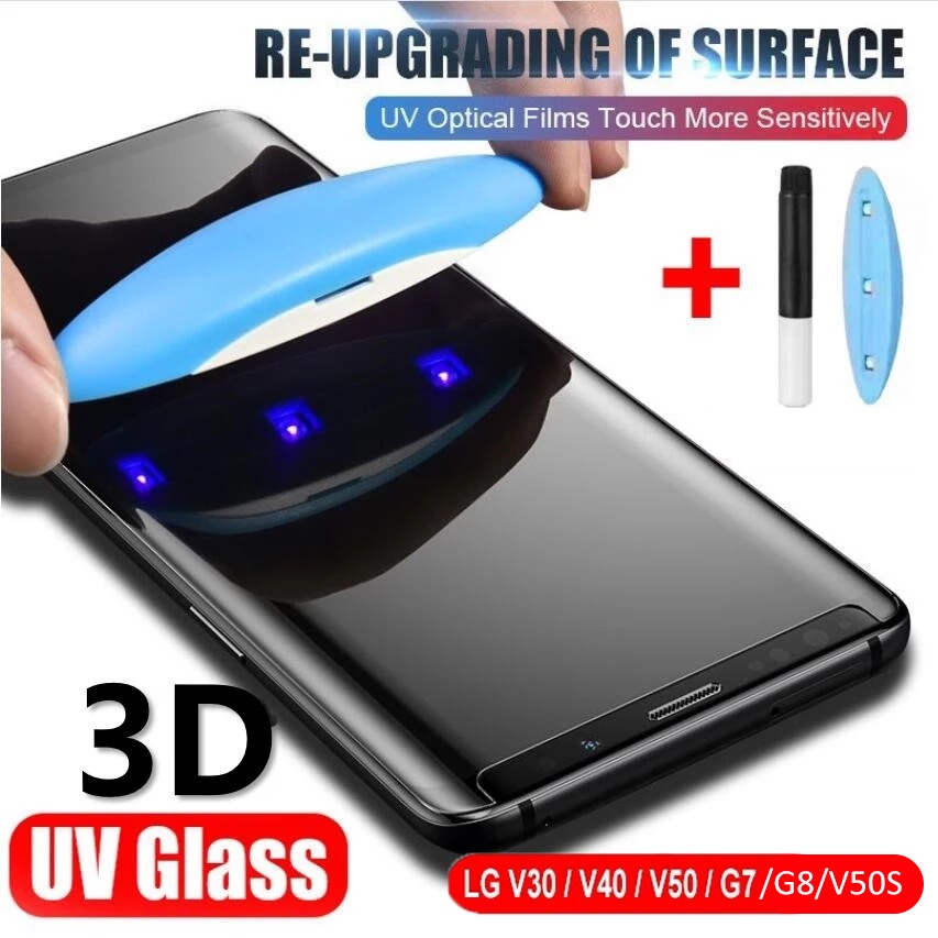 Kính Cường Lực Dạng Cong 3D Chống Tia UV Cho LG V30 V40 G7 G8 V50 ThinQ