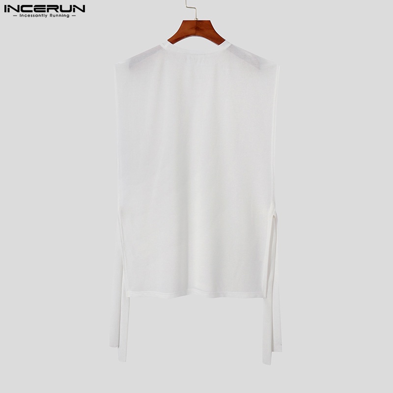 Áo thun 3 lỗ INCERUN cổ tròn màu trơn thời trang hè cho nam