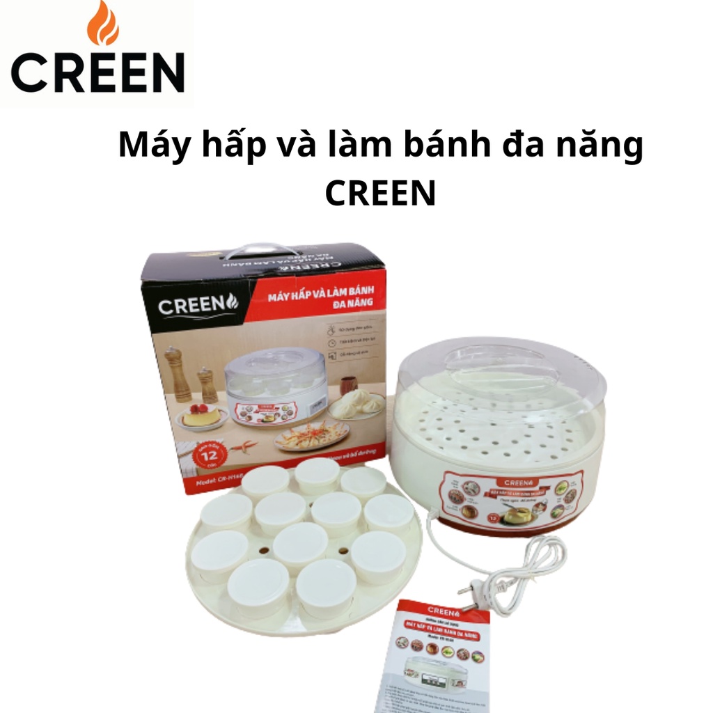 Máy hấp và máy làm sữa chua, Caramen Creen đa năng, Có Tặng Kèm 12 Cốc, HITOR 16 cốc