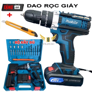 MÁY KHOAN PIN MA.KITA 36V 3 CHỨC NĂNG KHOAN, TẶNG BỘ ĐỒ PHỤ KIỆN ( LOẠI KẸP VÍT)
