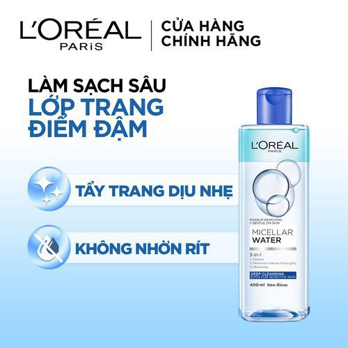 Nước tẩy trang L'Oreal Paris 400ml cho mọi loại da L'Oreal Paris Moisturizing and Deep Cleasing Refreshing 400ml