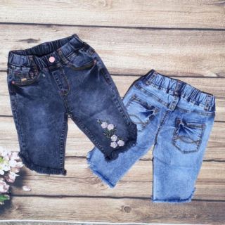 Quần jeans lửng bé gái co giản hình thêu, mua quần jeans cho bé ở đâu hcm