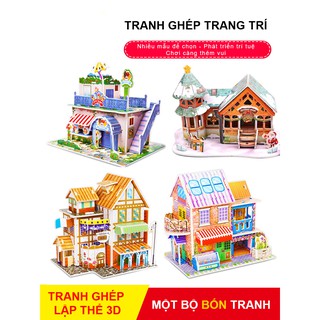 Bộ 4 Mô Hình Lắp Ghép Căn Nhà Lập Thể 3D Cho Bé