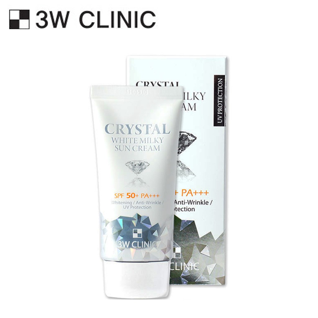 KEM CHỐNG NẮNG DƯỠNG TRẮNG DA CRYSTAL WHITE MILKY SUN CREAM 3W CLINIC 50ML