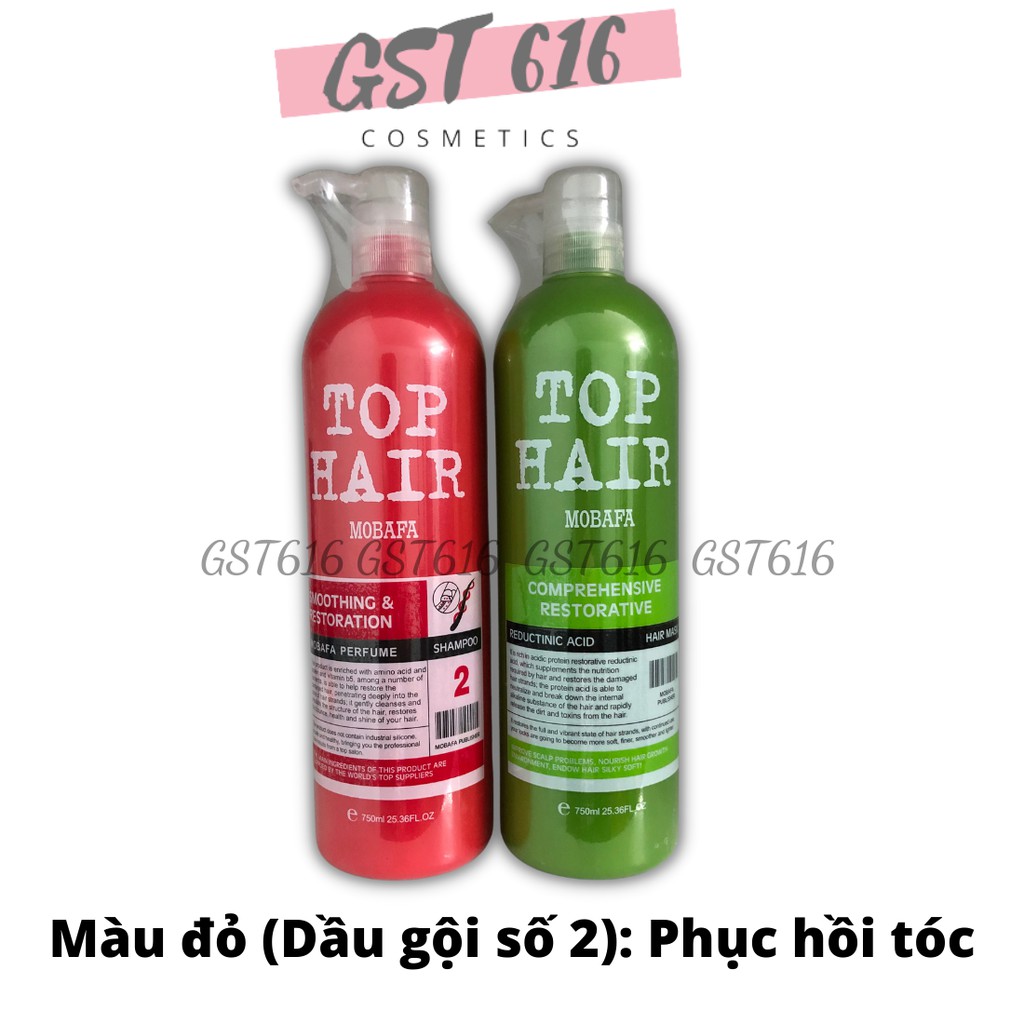 Cặp dầu gội xả collagen Top Hair Mobafa 750ml phục hồi siêu mượt dành cho cả nam nữ