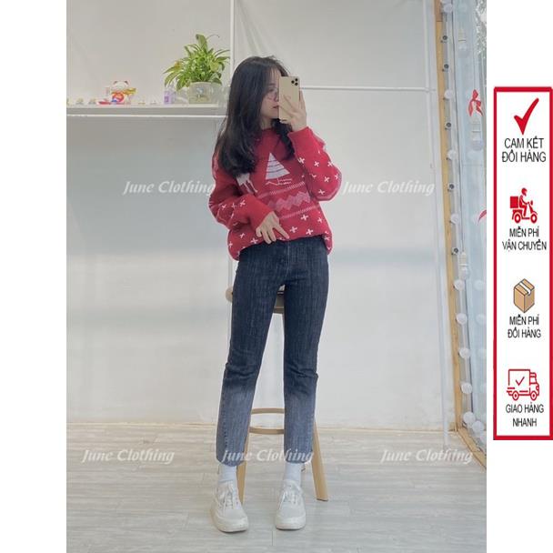 Áo len nữ hot trend Noel J689 hoạ tiết cây thông tuần lộc cực xinh