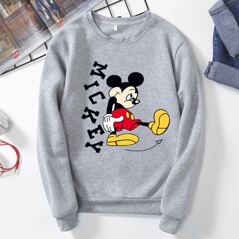 Áo Thun Plus Size S-3Xl Tay Dài In Hình Chuột Mickey Cho Nữ