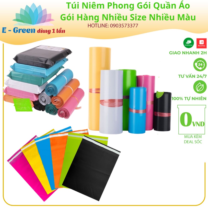 Túi Dán Niêm Phong Nhiều Màu, Nhiều Kích Thướt, Đựng Hàng Hóa ,Quần Áo Tiện Lợi - E Green Dùng 1 Lần