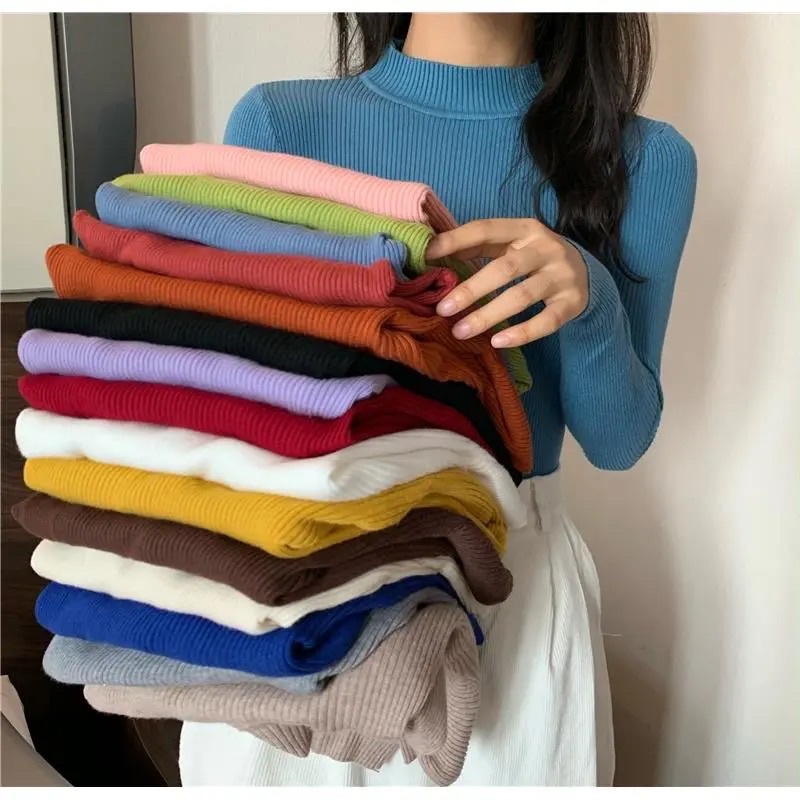 Áo Len Nữ Cổ 3 Phân Nhiều Màu, Áo Len Giữ Nhiệt Chất Len Tăm Cao Cổ, Cổ Lọ Dài Tay Loại 1 Mềm Mịn Co Dãn Style Hàn Quốc | BigBuy360 - bigbuy360.vn