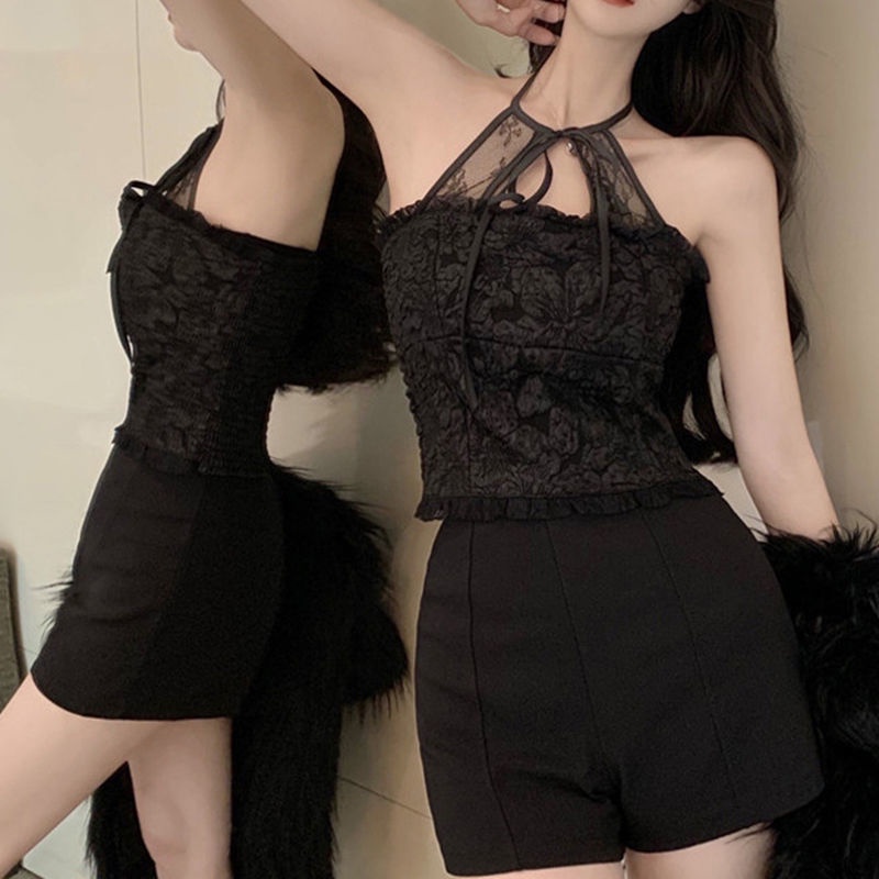 Áo Ren Cổ Yếm Dáng Ôm Thoải Mái Gợi Cảm Thời Trang Cho Nữ