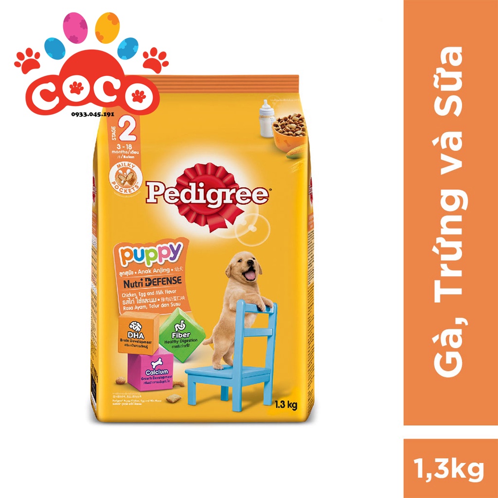 Thức ăn chó con Pedigree vị gà &amp; trứng túi 1.3kg