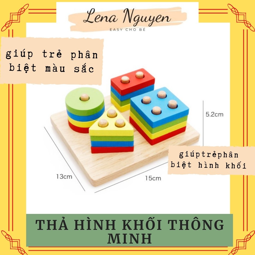 Đồ chơi gỗ 𝑭𝑹𝑬𝑬𝑺𝑯𝑰𝑷Bảng phân loại Hình khối, Màu sắc - Giáo Cụ Montessori Giáo Cụ Montessori