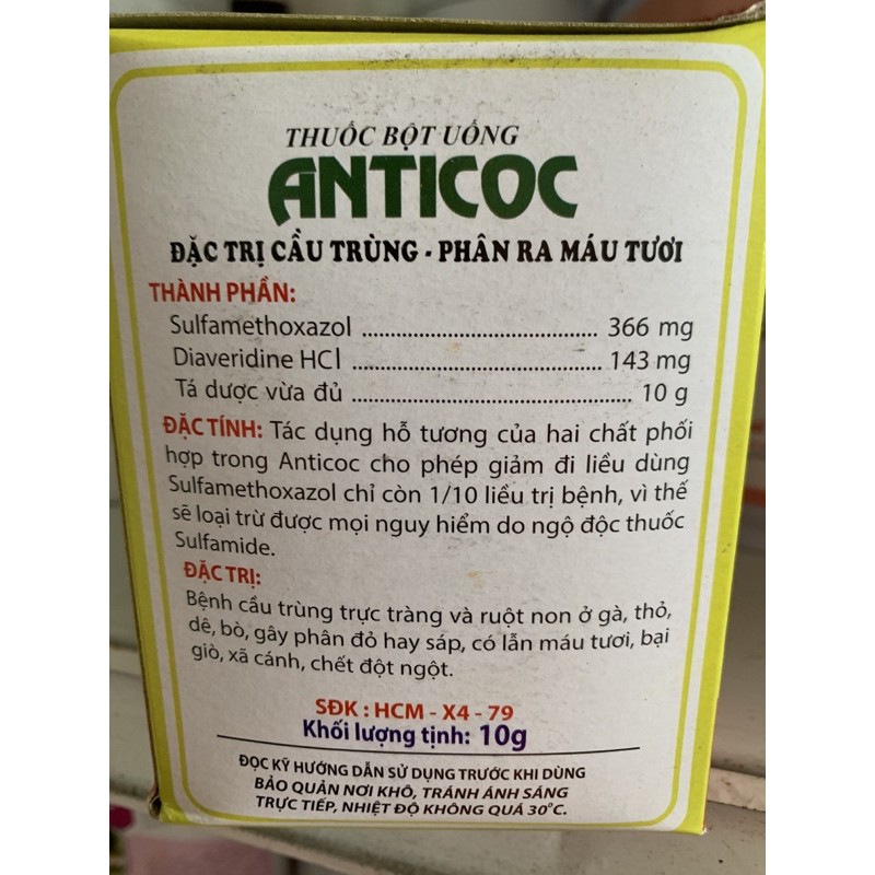 10g ANTICOC - cầu trùng trên gà, thỏ, bò, bê