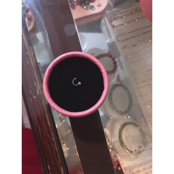 Khuyên mũi VT 18k ổ miết đá kim cương moi 2,3mm