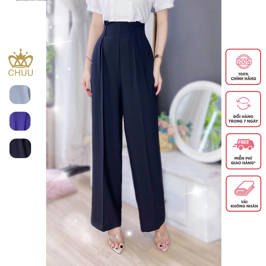 Quần tây nữ công sở ống rộng suông culottes dài đai dư CHUU Q8006