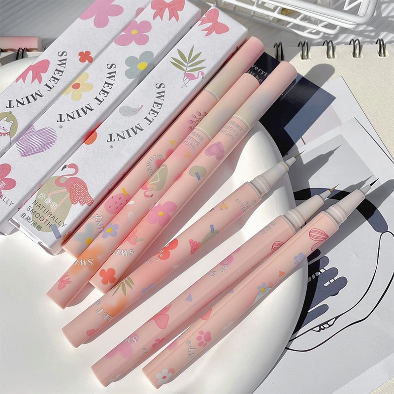 Bút Kẻ Mắt Dạng Lỏng Nhanh Khô Chống Nhòe Tự Nhiên Đầu Cọ Mềm Mịn 6 Màu Lựa Chọn