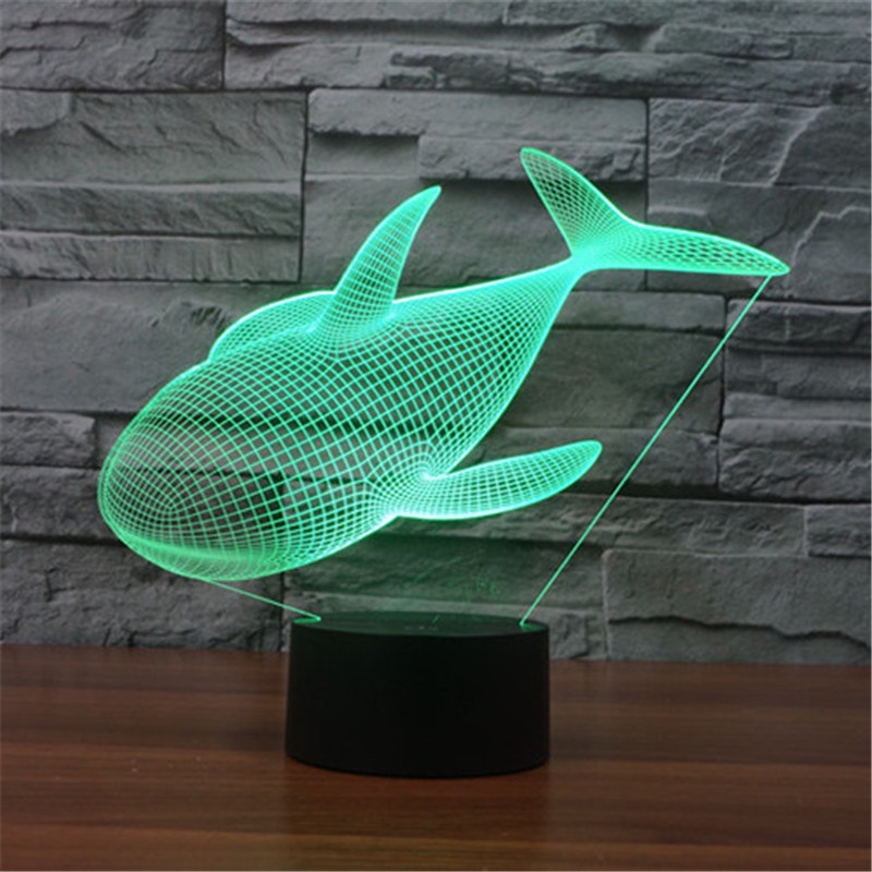 Đế Chiếu Đèn 3D Hình Cá Voi Dễ Thương Với 7 Màu Khác Nhau Và Phụ Kiện