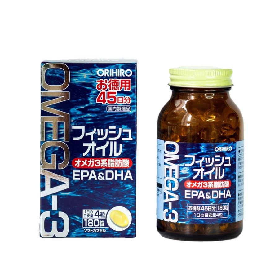 Viên uống dầu cá omega-3 Orihiro hỗ trợ tim mạch 180 viên Nhật Bản phát triển não bộ hỗ trợ tăng cường thị lực