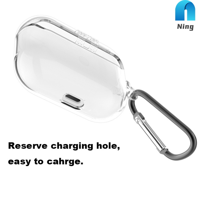 Ning Shockproof Case for AirPods Pro with Keychain Hook Up Earphone Protective Cover For AirPods 3 Clear Transparent