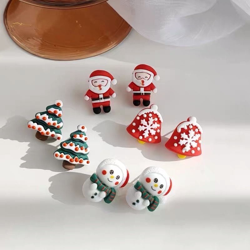 Khuyên Tai Nhựa Resin Dễ Thương Phong Cách Giáng Sinh Cho Nữ