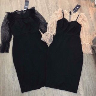 Đầm body phối lưới 2 màu : big size free size form 65kg-90kg