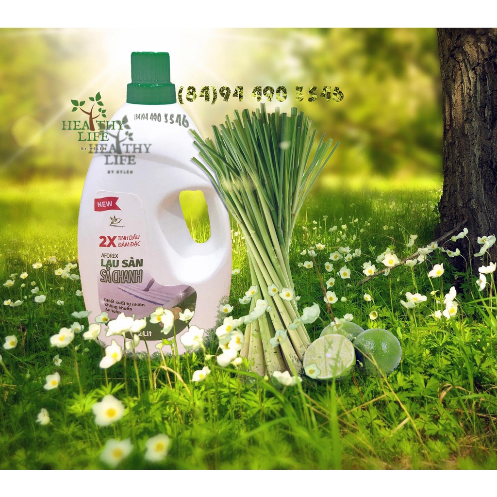 Nước Lau Sàn Sả Chanh Bồ Hòn (Thơm phòng, Đuổi Muỗi, Hương Tự Nhiên, An toàn cho Bé, AFOREX, 2L)