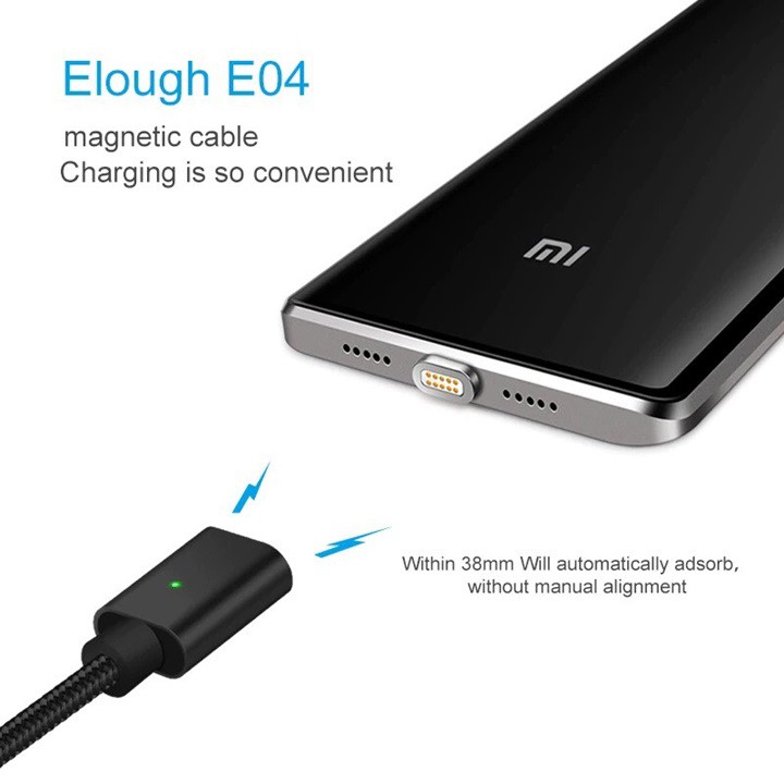 Cáp Sạc Nam Châm 2.4A Elough E04 Chui MicroUSB Hàng Chính Hãng Phân Phối