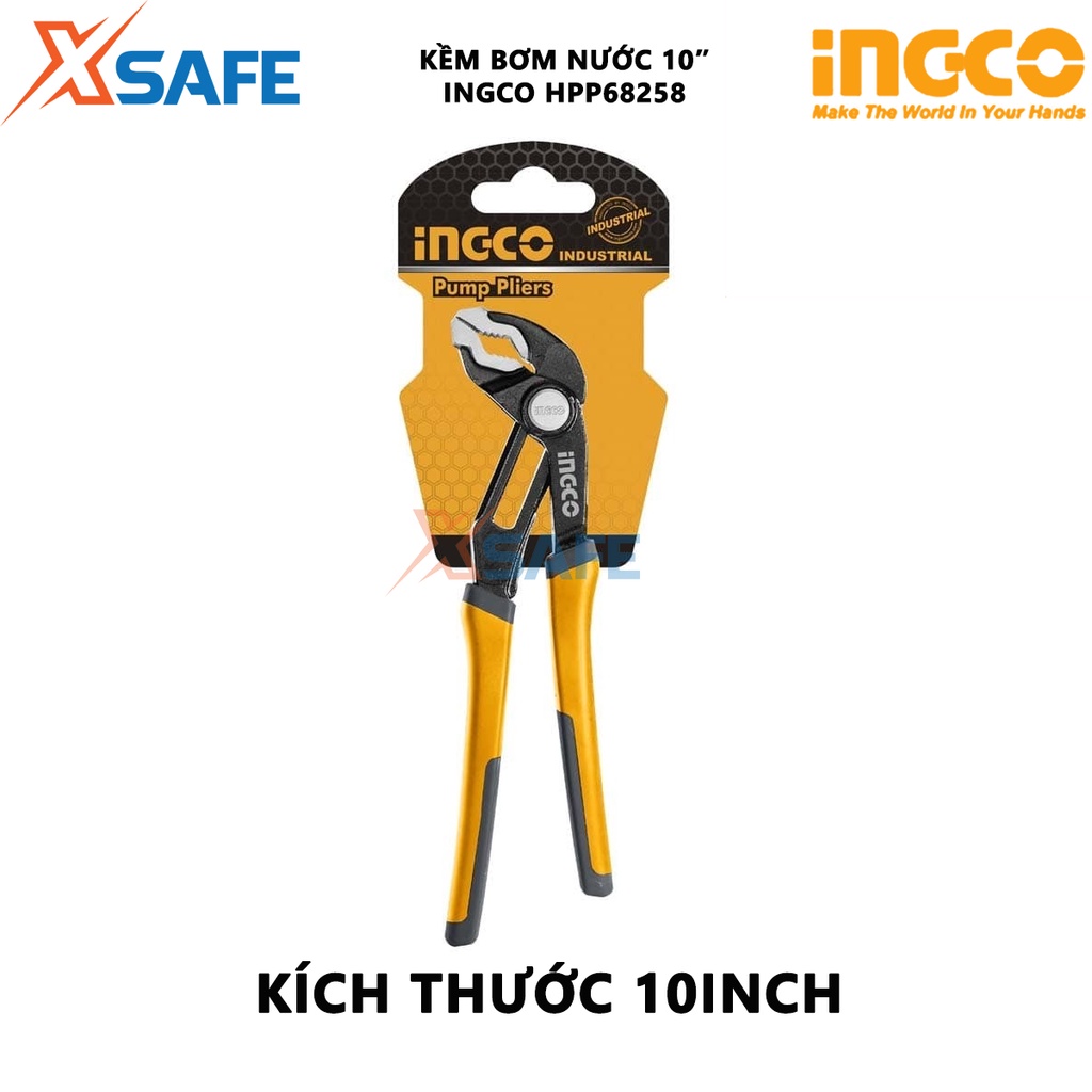 Kềm mỏ quạ INGCO HPP68258  thép CrNi kích thước 10&quot;/ 250mm kiểu mở nhanh, kẹp mở tối đa 45mm - chính hãng