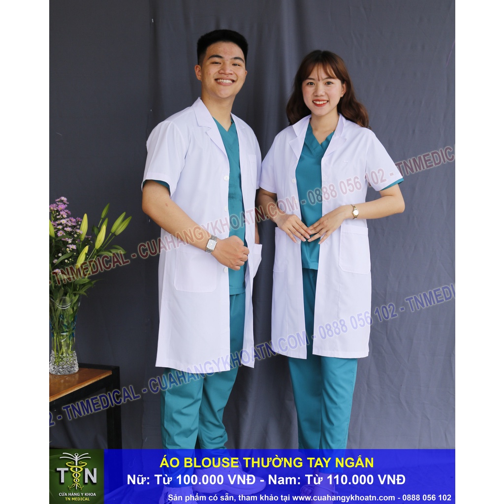 Áo Blouse  Vải Thường Cho Bác Sĩ, Dược Sĩ, Xét Nghiệm - Thương Hiệu TN Medical