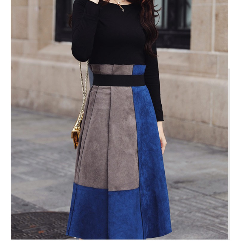 Chân váy da lộn siêu chất kèm áo phong cách Hàn Quốc