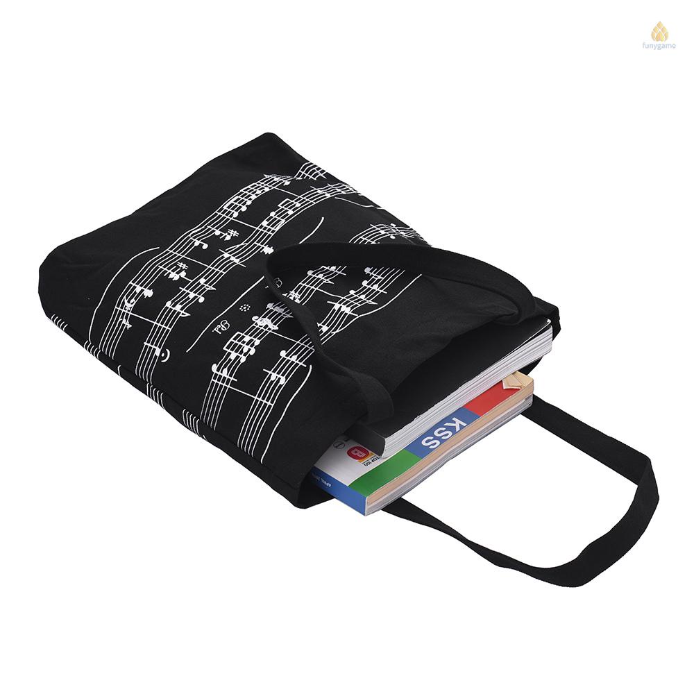 Túi Xách Tote Vải Cotton Đính Nút Từ Tính In Hình Nốt Nhạc Dễ Thương