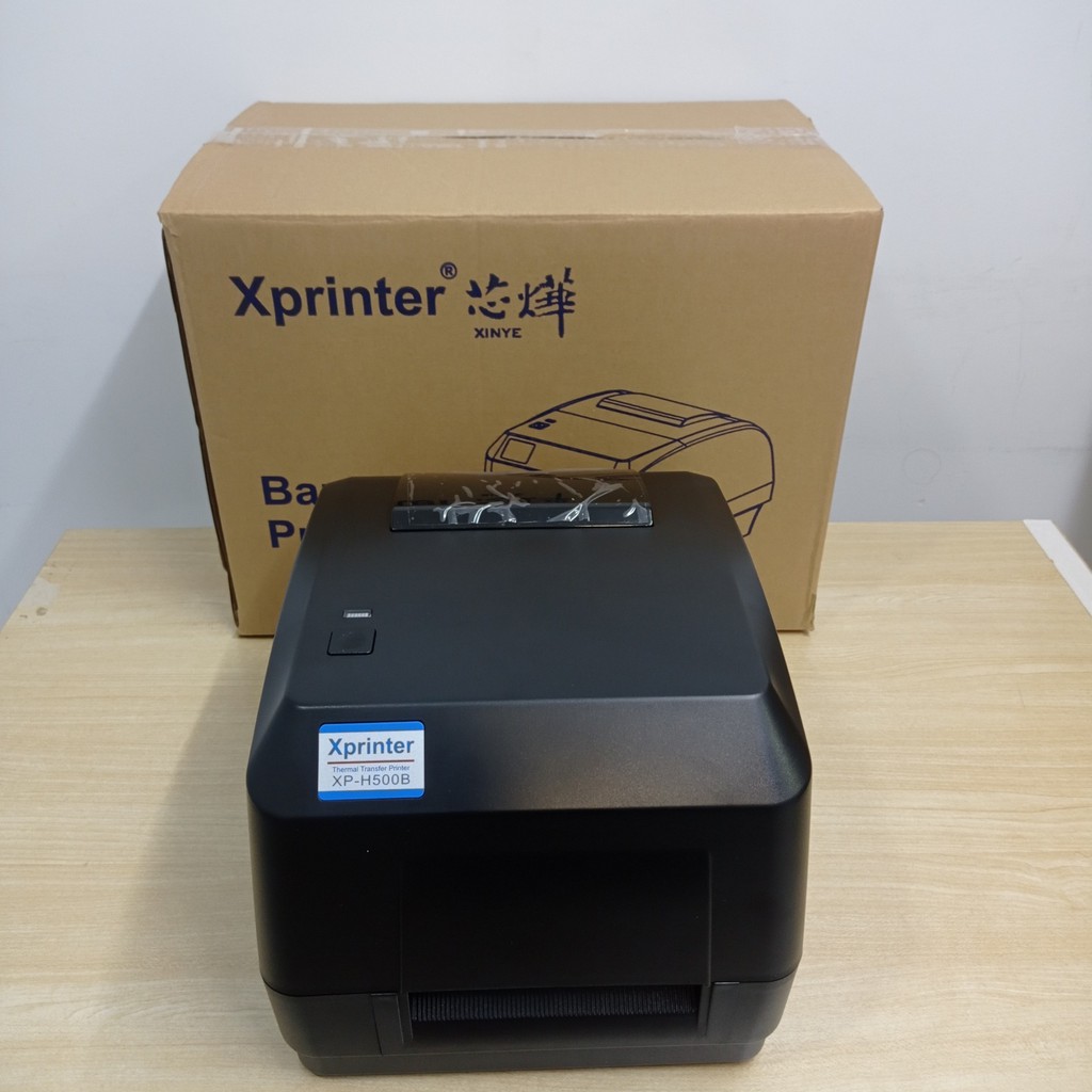 Máy in mã vạch sử dụng cuộn mực ribbon Xprinter H500B khổ 110mm