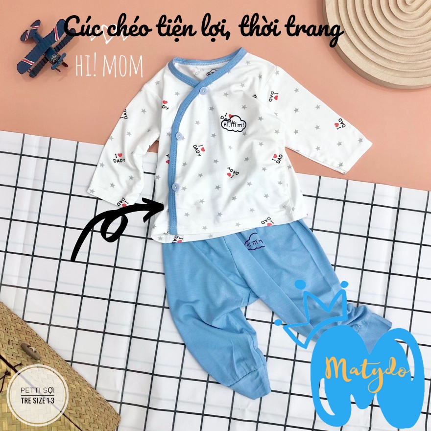 Quần áo sơ sinh bé trai bé gái mùa hè đông giá rẻ đồ sơ sinh cho bé Pama viền màu SS32