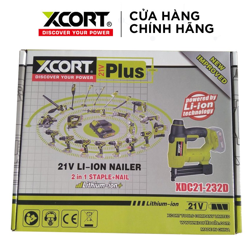 Máy Bắn Đinh Pin-Bắn Đinh Gỗ Pin U và T XCORT  Tặng Kèm Túi Dụng Cụ