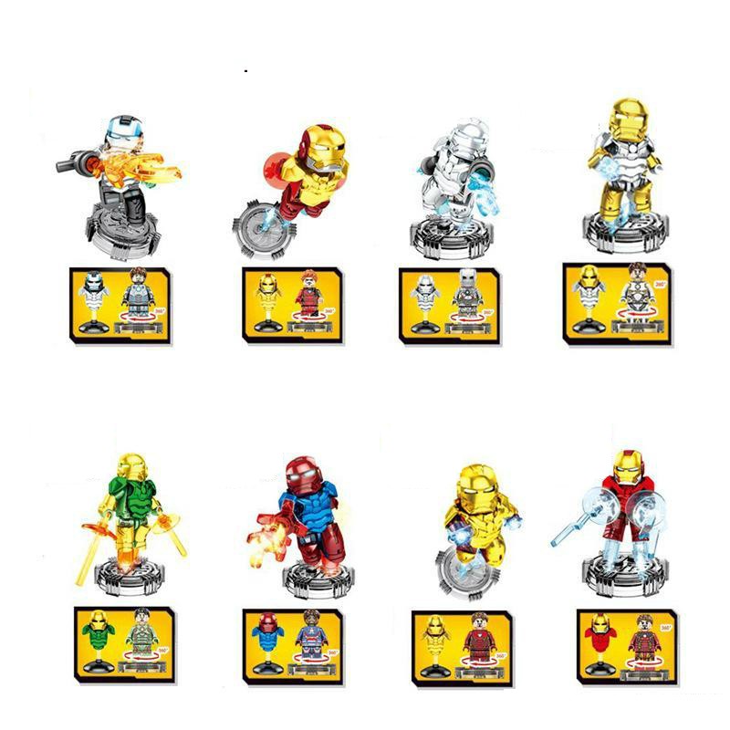 COMBO 8 Minifigures Nhân Vật Iron Man Kèm Giáp Mã Crom Siêu Đẹp SY1235