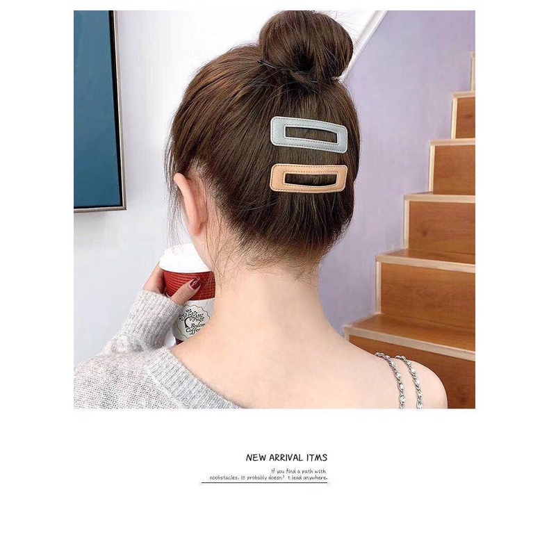Kẹp tóc da PU phong cách retro Hàn Quốc thời trang thu đông cho phái nữ