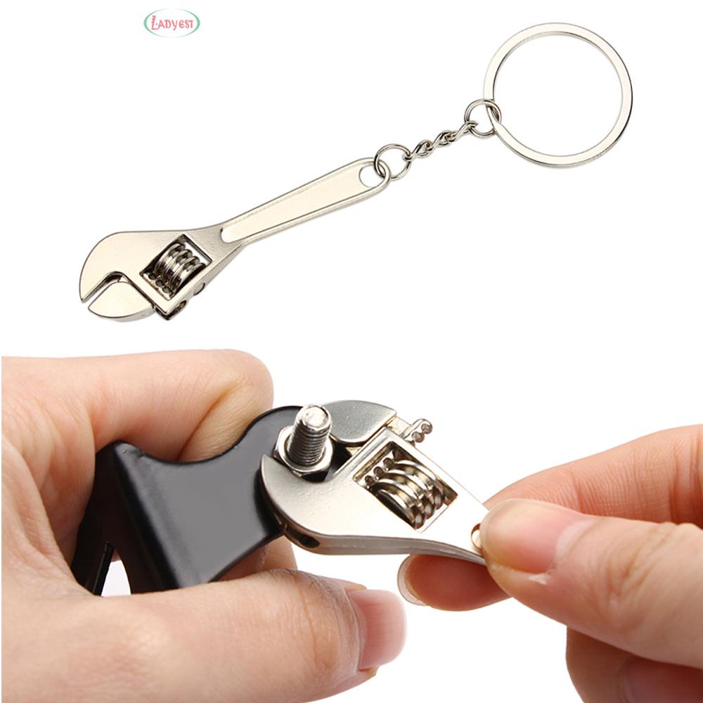 Móc khóa hình cờ lê 3D bằng kim loại và vòng khóa / dây xích bằng bạc sáng tạo thời trang