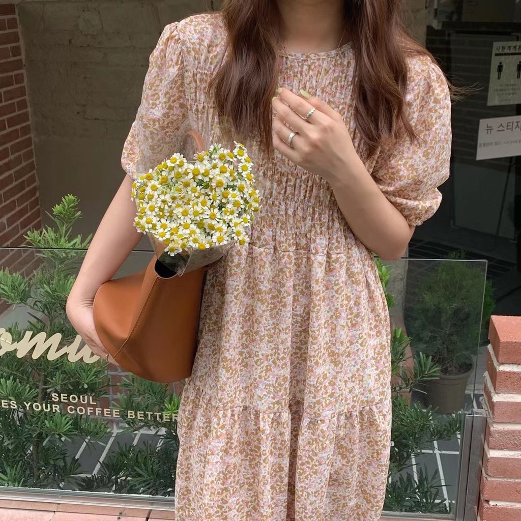 Đầm cổ tròn tay ngắn nhung thun Pumi | BigBuy360 - bigbuy360.vn