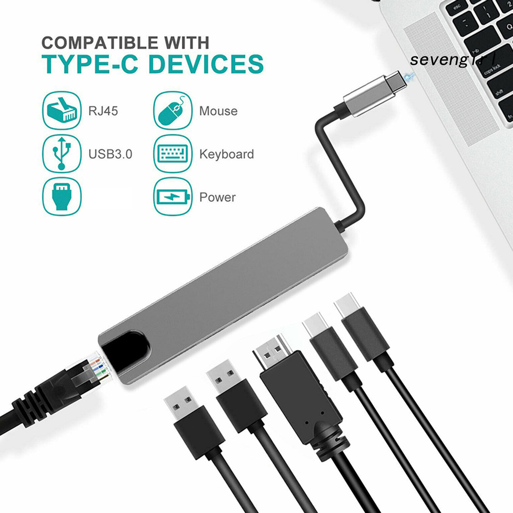 Bộ Chia Cổng Usb 6 Trong 1 Type-C 4k Hdmi-Compatible Rj45 Ethernet Lan Cho Nintendo Switch | BigBuy360 - bigbuy360.vn