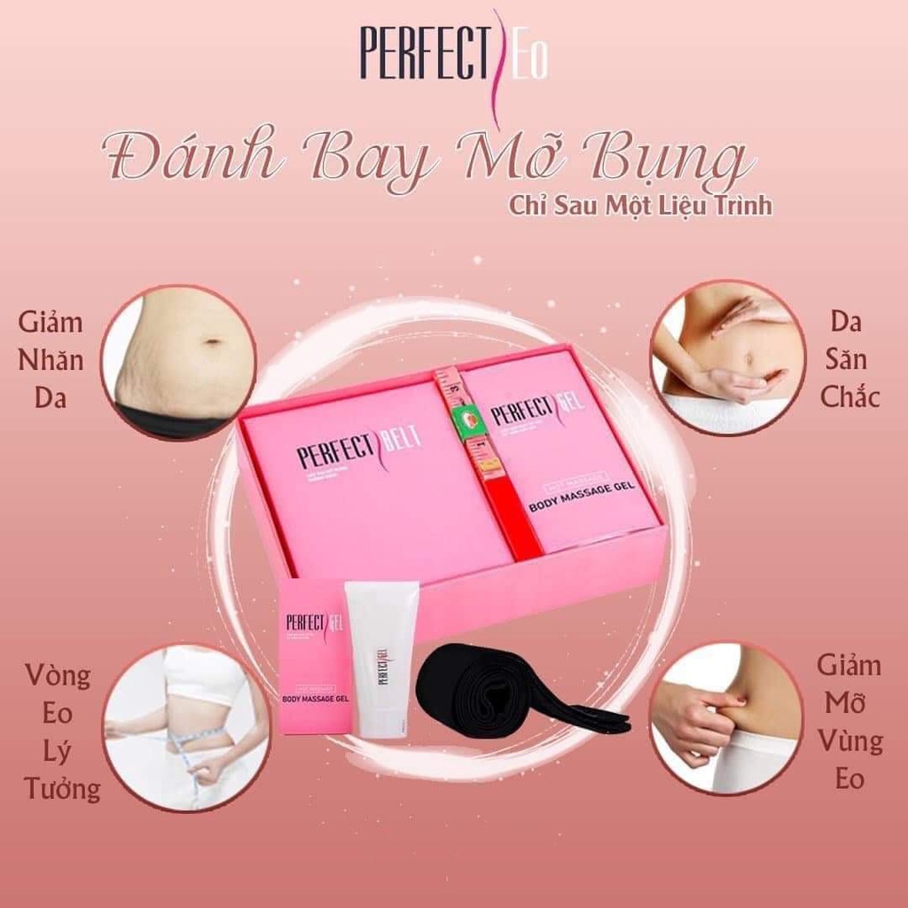 Đai nịt bụng giảm mỡ sau sinh perfect eo giảm mỡ nhanh chóng an toàn hiệu quả gồm đai,gel tan mỡ và thước dây