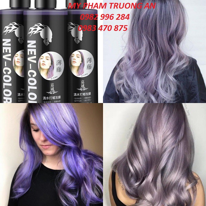 Thuốc nhuộm tóc màu khói tím bằng màu phủ bóng 5D Nev-Color