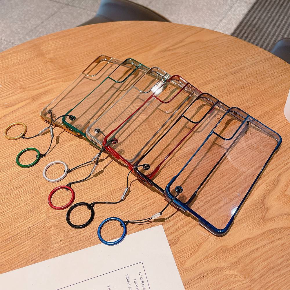 Ốp Điện Thoại PC Siêu Mỏng Không Viền Dọc Kèm Móc Treo Cho Samsung Galaxy S21 S22 Plus Note 20 Ultra S22