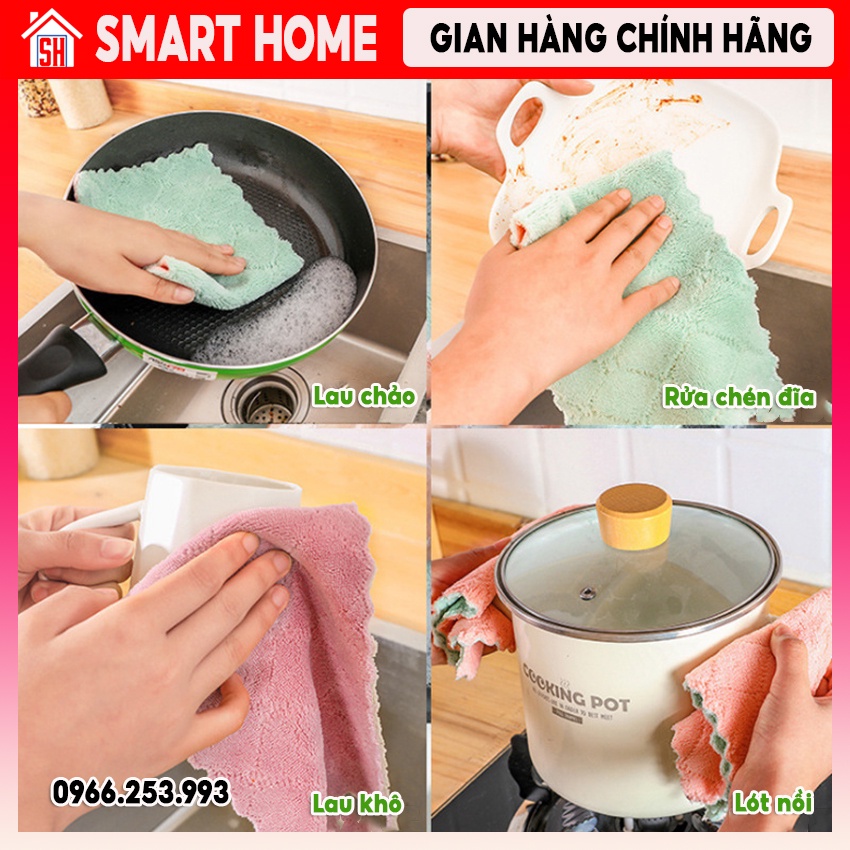 Khăn Bếp Đa Năng 2 Mặt Siêu Thấm, Vải Nhung San Hô Mềm Mại, Không Làm Xước Bề Mặt Tiếp Xúc