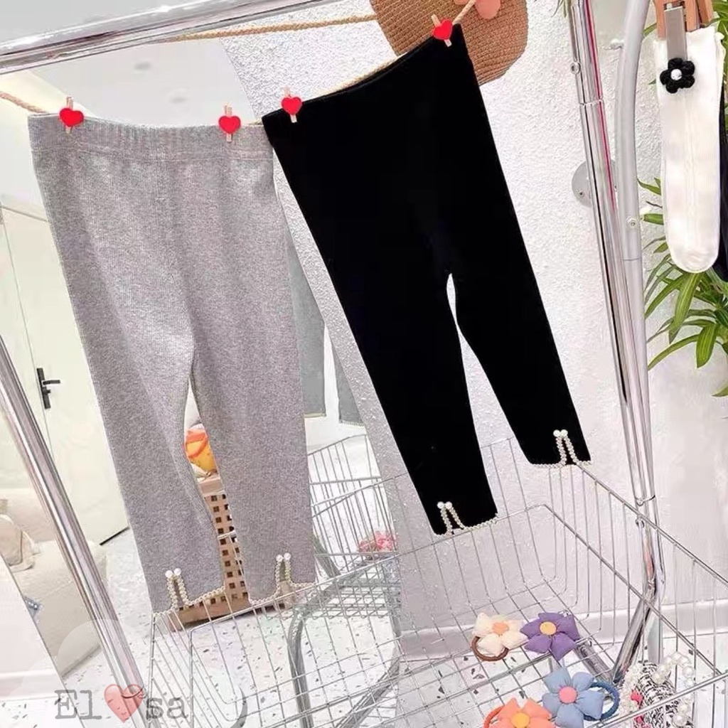 Quần legging Cotton Zip Xẻ Gấu Điệu Đà 2 Màu cho Bé Gái