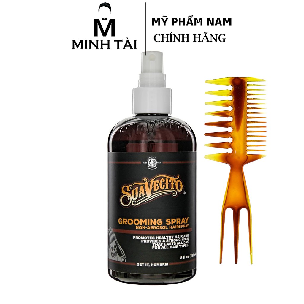 Xịt Dưỡng Tóc , Xịt Tạo Phồng tóc SUAVECITO Grooming Spray - 237ml - Hàng  Chính Hãng + Lược Chải Tóc Texture - Tạo kiểu tóc 