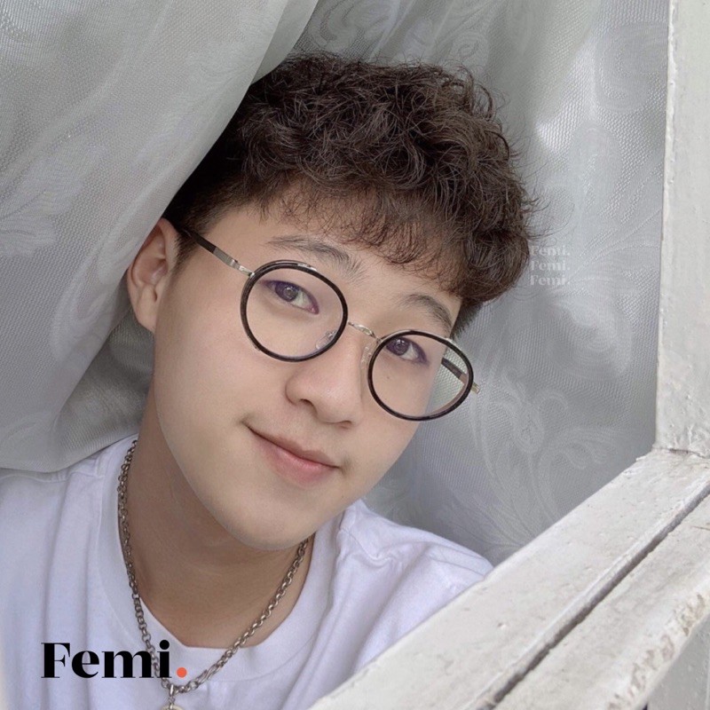 Gọng kính cận tròn nam nữ Femi Dax chính hãng mắt kính chống ánh sáng xanh