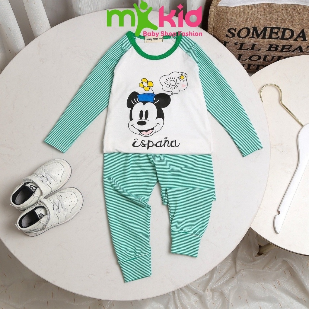 Bộ Thu Đông Cho Bé  Bộ Minky Mom Dài Tay Cho Bé Trai Bé Gái  Chất Cotton Cao Cấp Siêu Co Giãn Thấm Hút Mồ Hôi Tốt