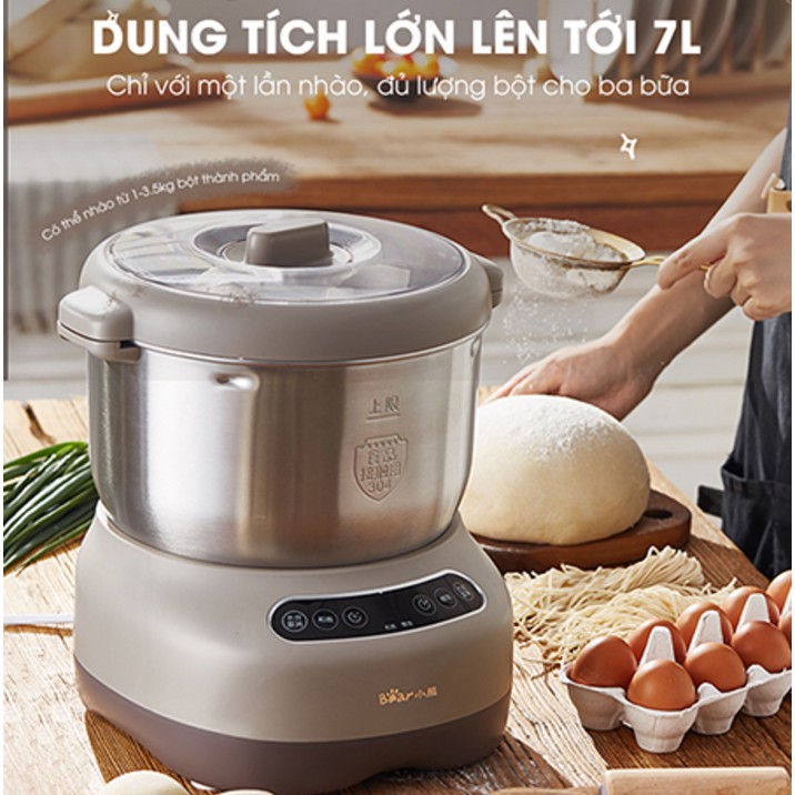 Máy Nhào Bột, Máy Nhồi Bột Tự Động, Máy Trộn Bột Đánh Bột Đa Năng 5L, 3,5L, 7L Bear(Bản Quốc Tế), Bảo Hành 1 Năm