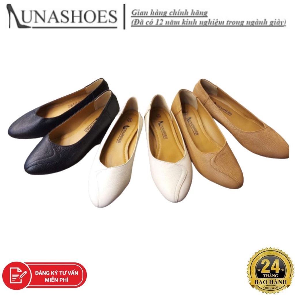 Giày moca nữ Lunashoes 1073 giầy đế bệt mũi nhọn cho mẹ cao cấp nhiều màu bảo hành 24 tháng Fullbox hàng vnxk